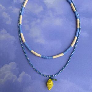 okrągły naszyjnik dwukolorowy, naszyjnik z cytrynką