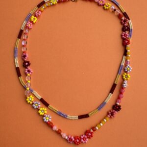 naszyjnik żmijka, naszyjnik z kolorowymi kwiatuszkami