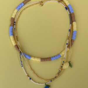zestaw naszyjników w błękicie i złocie