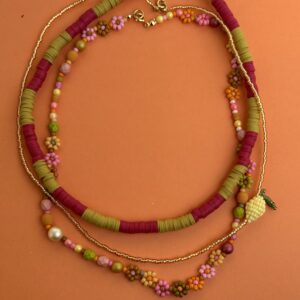 okrągły naszyjnik, naszyjnik z cytrynką, naszyjnik z kwiatuszkami