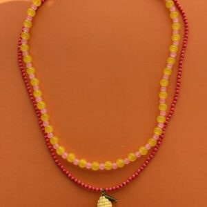 naszyjnik ze szklanych kulek, naszyjnik z cytrynką